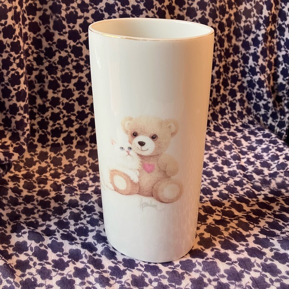 Vintage Otagiri porcelain vase Persian cat & teddy bear design Harrison cute - Picture 1 of 12